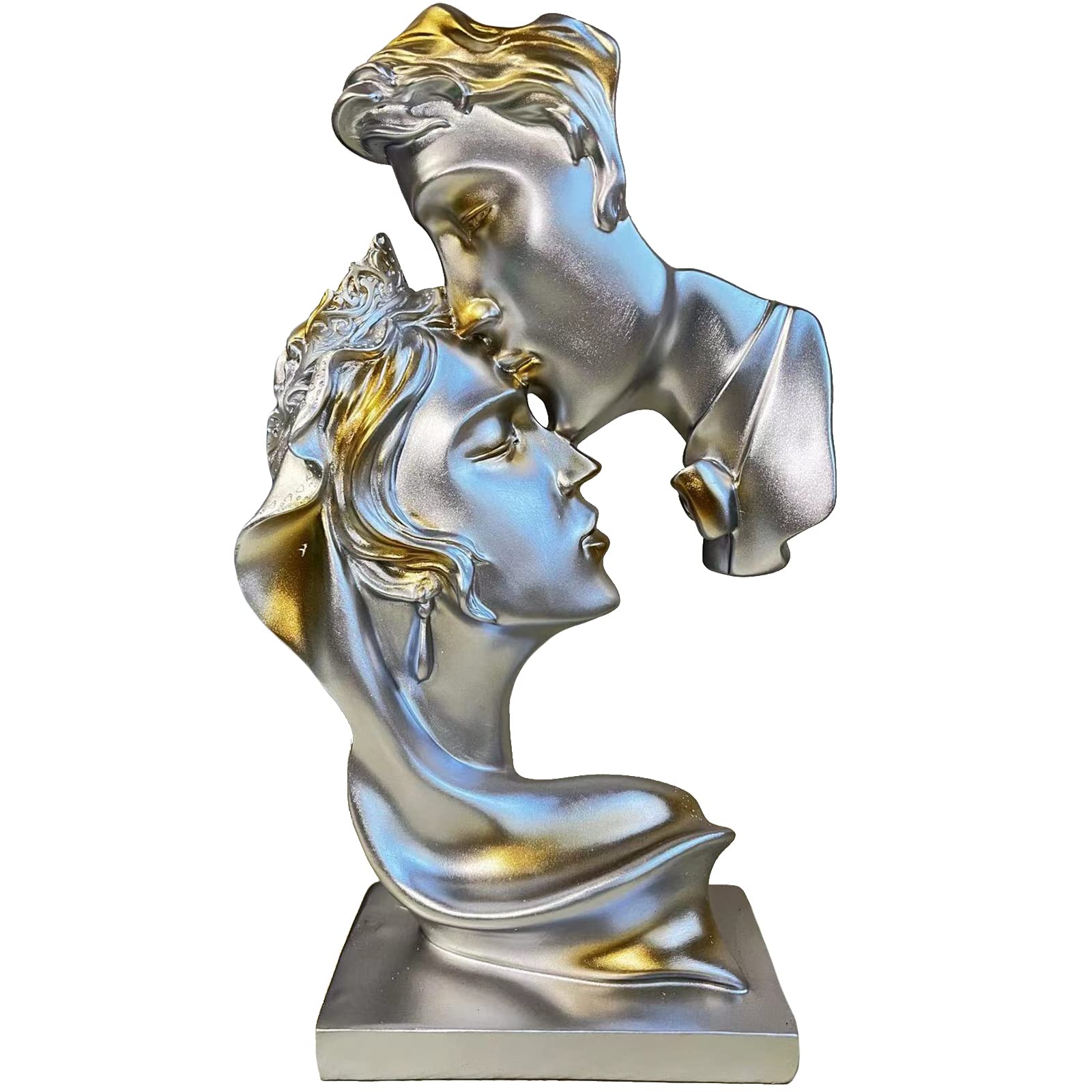KILCVEM Adornos de Beso en la Frente, Escultura Creativa Resina, Figuras Arte Moderno para Sala de Estar, Estudio, Entrada, Decoración de Oficina en Casa, Plata
