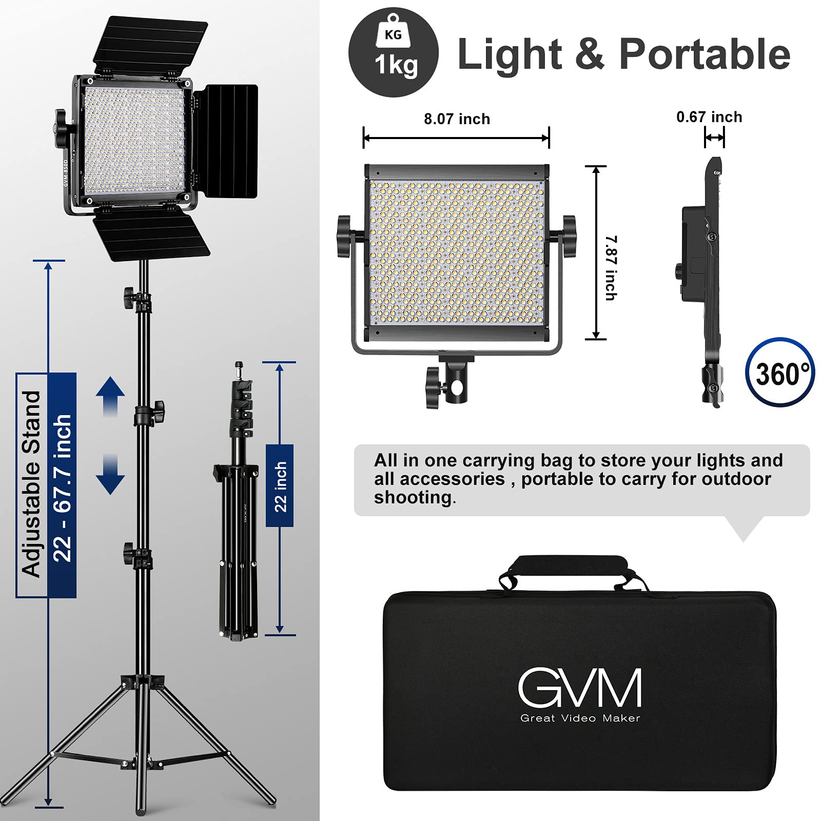 Amazon.com : GVM RGB Video Lighting, Bi-Color Led Video Light Kit