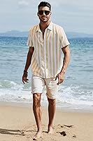 Vista 227 de JMIERR Camisas de vestir a rayas con botones y manga corta para hombre