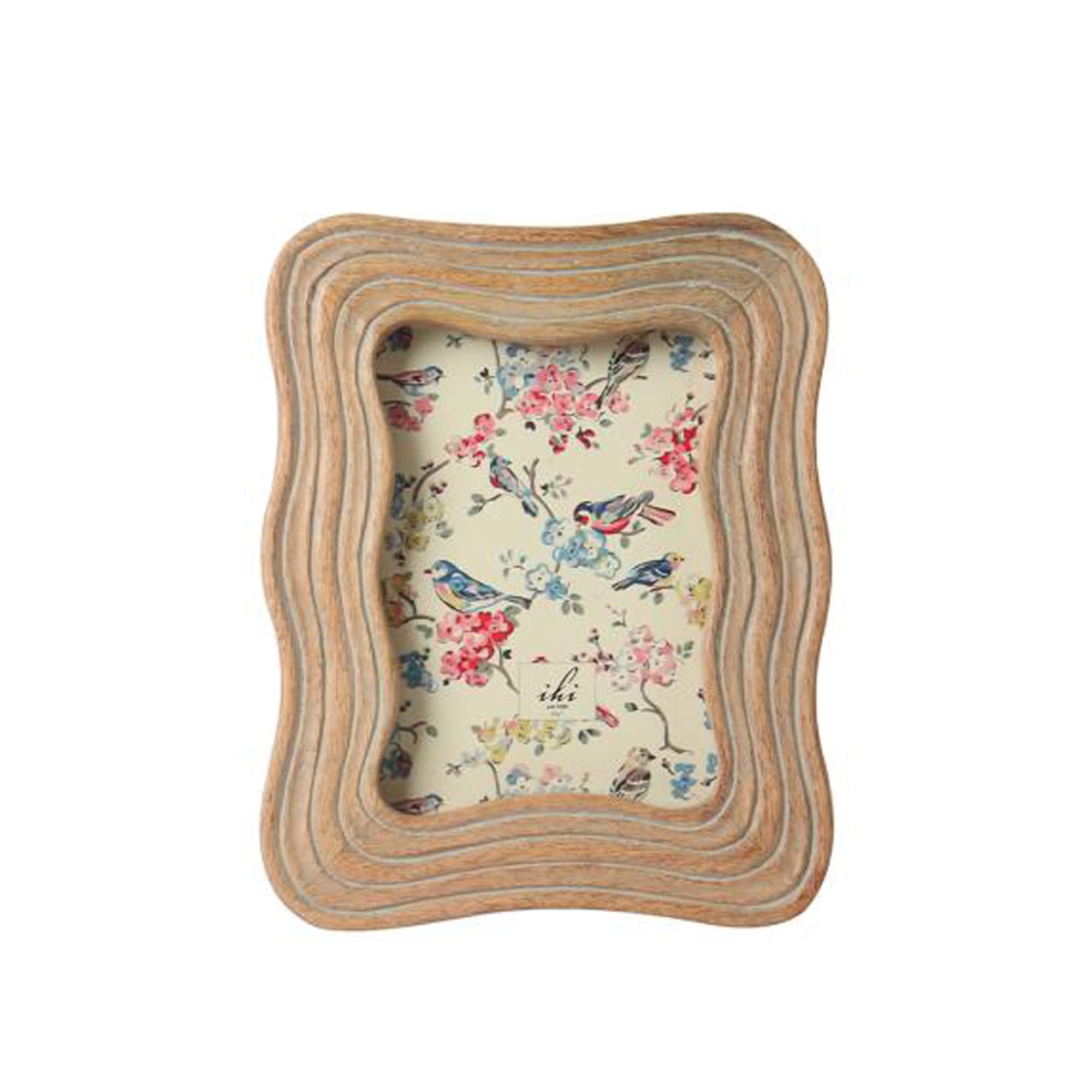 IHI EST. 1986 Grey Wash Deco Wooden Photo Frame, 5 x 7 Inch Picture Frame with Sculpted Wavy Border Design, Decorative Tabletop Frame for Home Office Décor, Rustic Photo Display