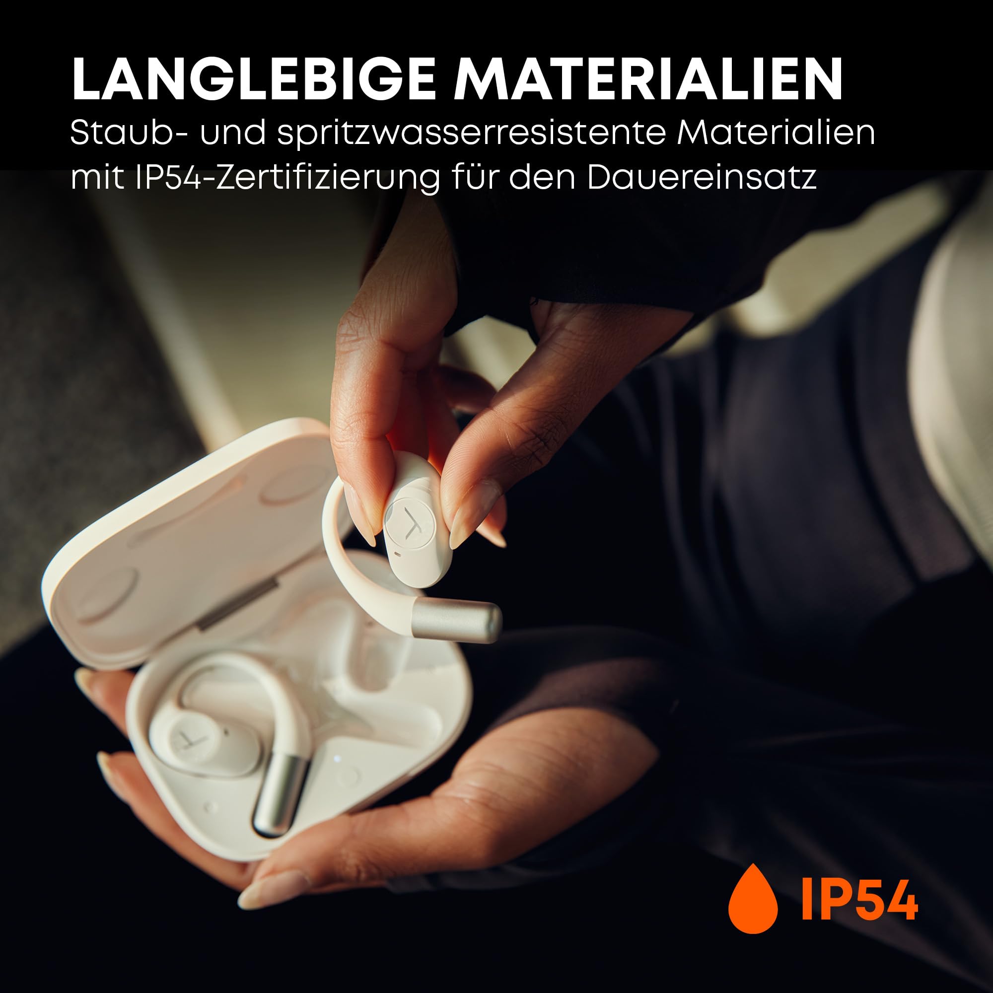 beyerdynamic AMIRON 200 True Wireless, Open-Ear Sportkopfhörer mit ergonomischen Ohrbügel, Bluetooth 5.3, 36 Stunden Akkulaufzeit in Schwarz