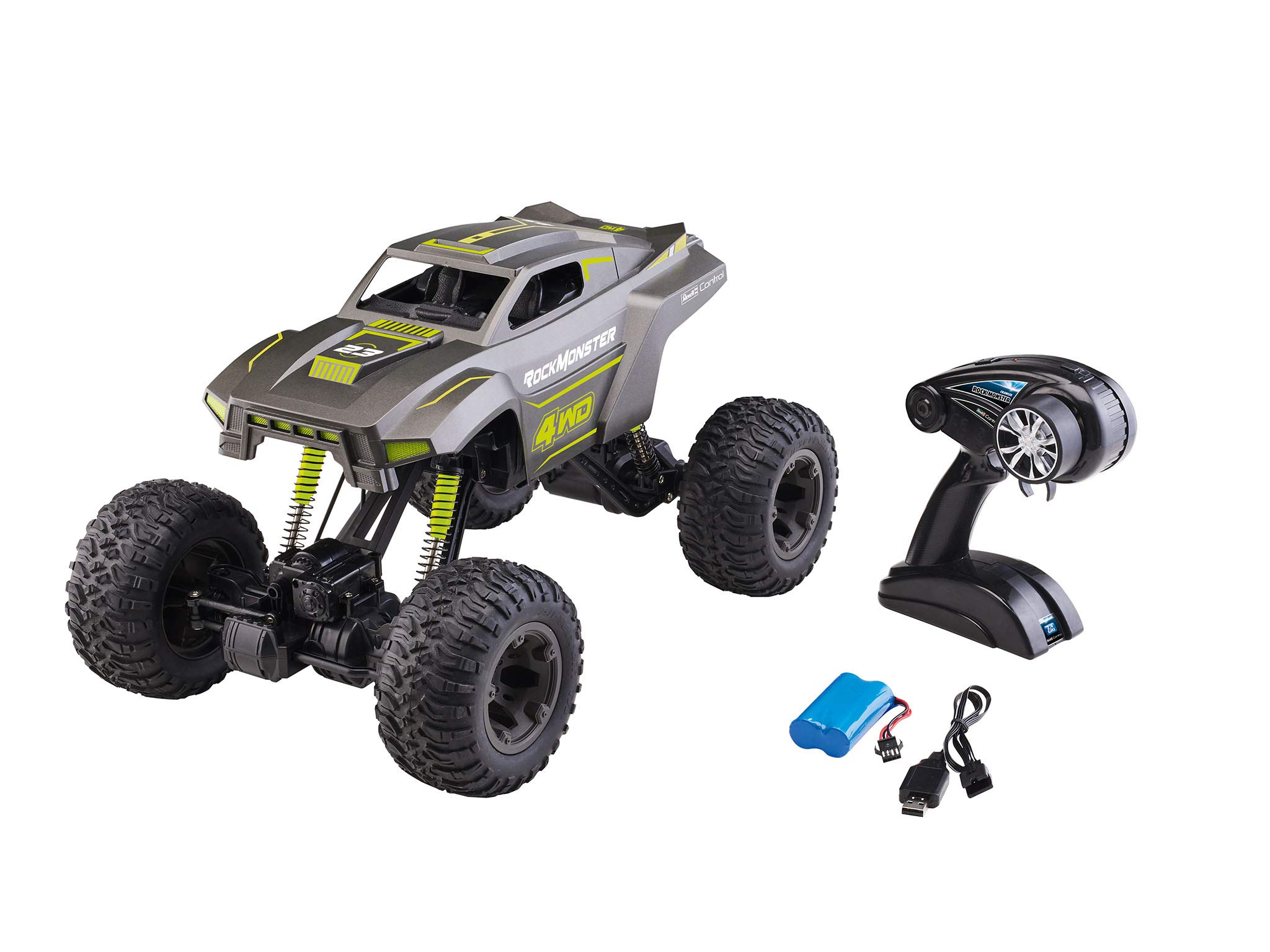 Revell Control RC Crawler Rock Monster I Maßstab 1:14 I Beeindruckende Offroad-Leistung I AWD I Lange Fahrzeiten I Perfekt für spannende Abenteuer für Anfänger und Fortgeschrittene I Ferngesteuert RC