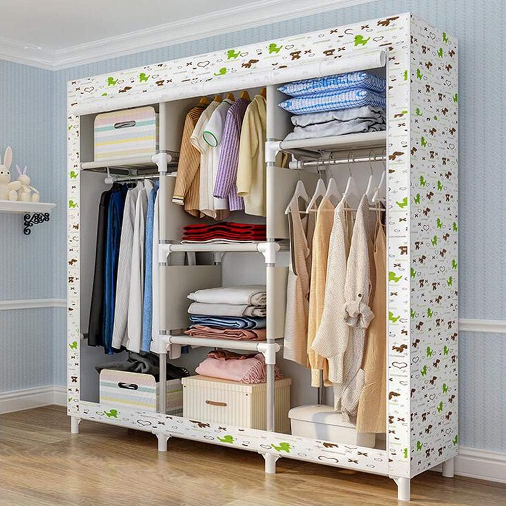Cloth Wardrobe Clothes Closet, Portable Closet Wardrobe Storage Closet Standing Closet Fabric Cabinet Portable Wardrobe,A_129X45X166CM