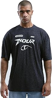 تيشرت رجالي كاجوال عصري بقصة مريحة مزين بكلمة "Hour" من ريفين