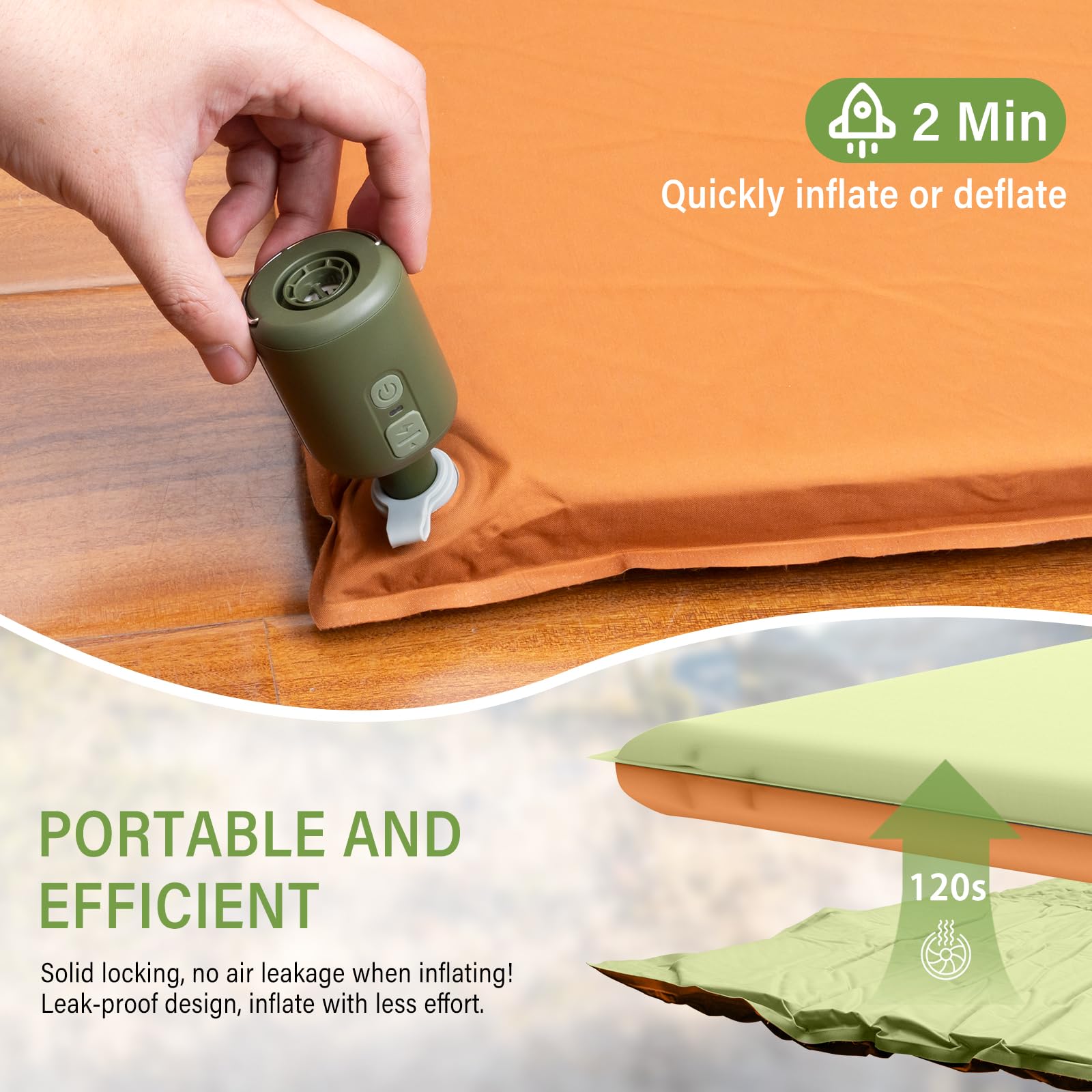 SUV Luftmatratze Autobett Camping, Aufblasbare Auto Camping Pad mit Luftpumpe, Ultrathick Memory Foam Camping Matratze, 9.0 R-Wert Isolierte Isomatte 2 Personen, Campingmatte für Wandern und