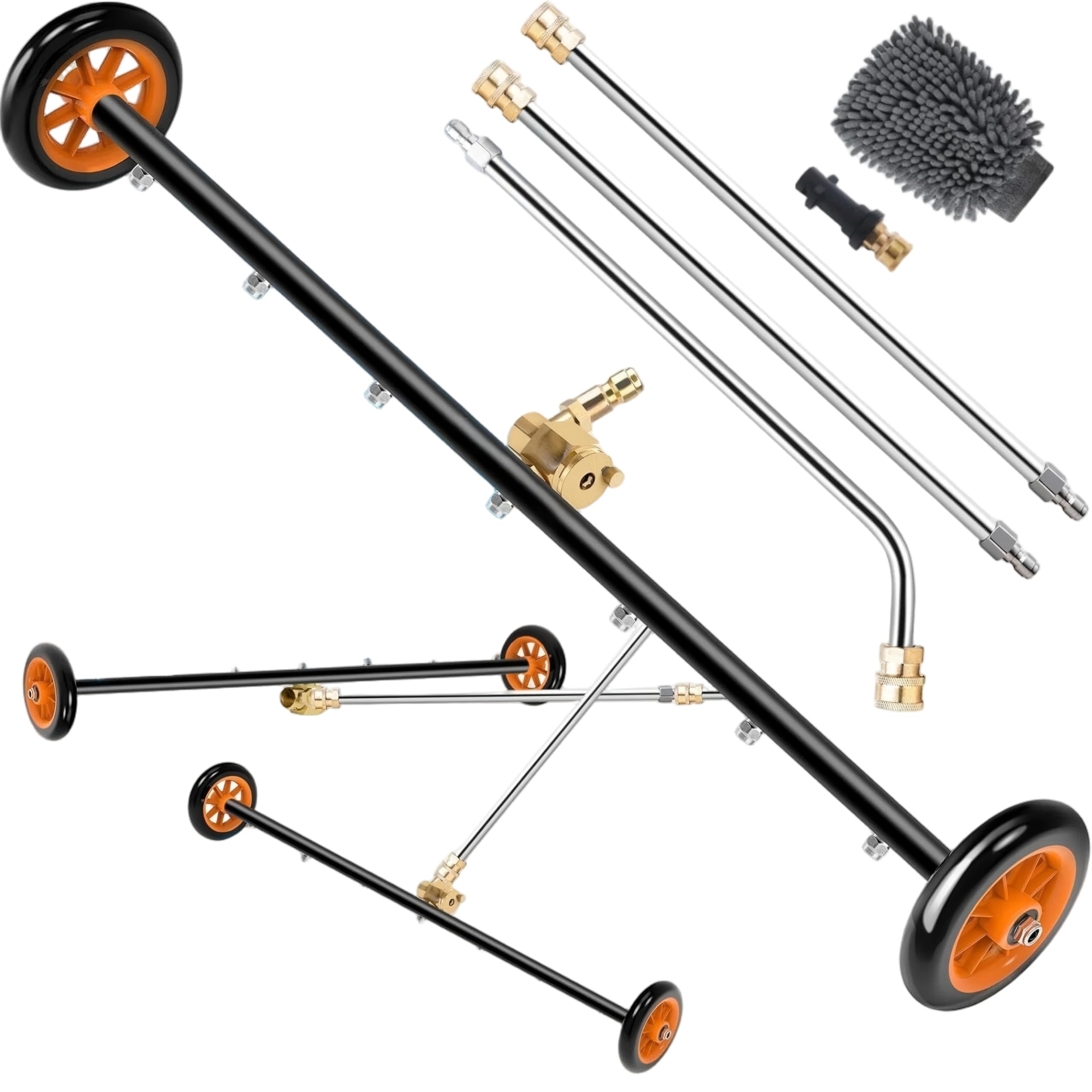 Car Underbody Pressure Washer (4000 PSI) with 3 Extension Rods + 1/4" Quick Coupling - Includes Surface Cleaner (Car Underbody Pressure Washer)