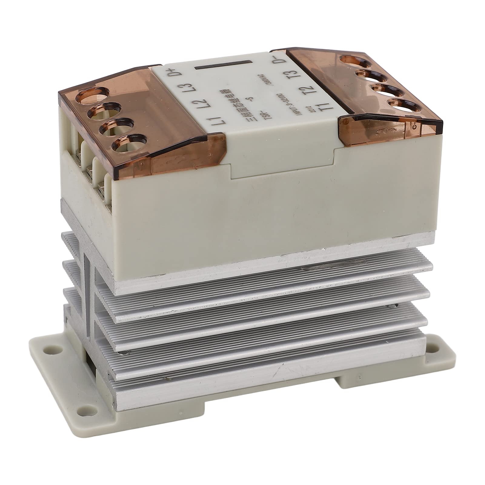 SEAFRONT Relè SSR a Stato Solido con Radiatore 3-32VDC Tensione di Controllo 24-380VAC Tensione di Carico CC a AC SSR 3 Fasi Relè a Stato Solido Uscita AC Guscio Bianco relè SSR per (TSR-15DA-S)