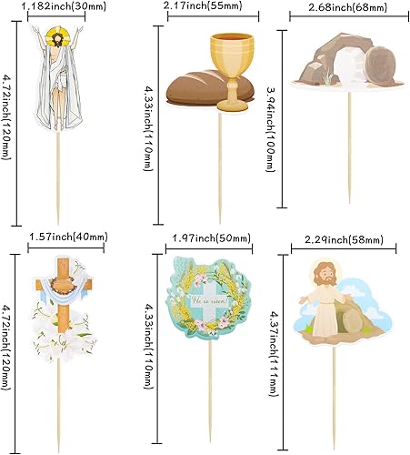 Miniatura 2 de Gyufise 24 piezas de decoración para cupcakes de Pascua Oh Baby con purpurina azul conejito feliz Pascua para conejito temática de Pascua niños