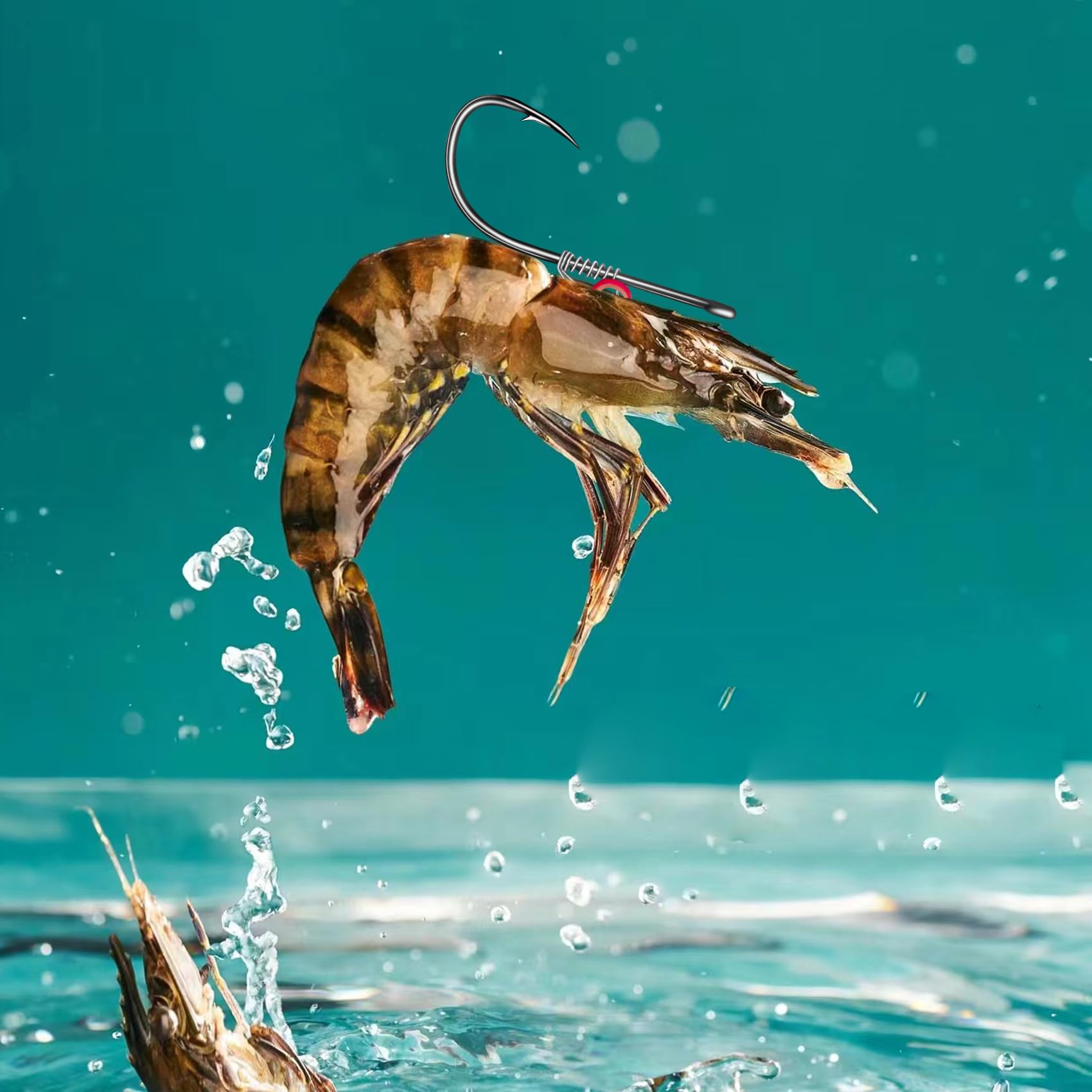 Set di ami per gamberetti vivi, ami da pesca in acciaio al carbonio spinato per acqua dolce e salata, esca per gamberetti, spigola, carpa, pesce gatto esca