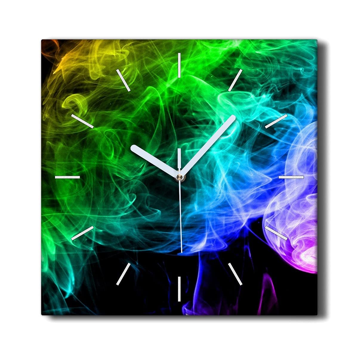 Toile Décoration Murale Horloge salon Coloray fumée colorée 30x30cm