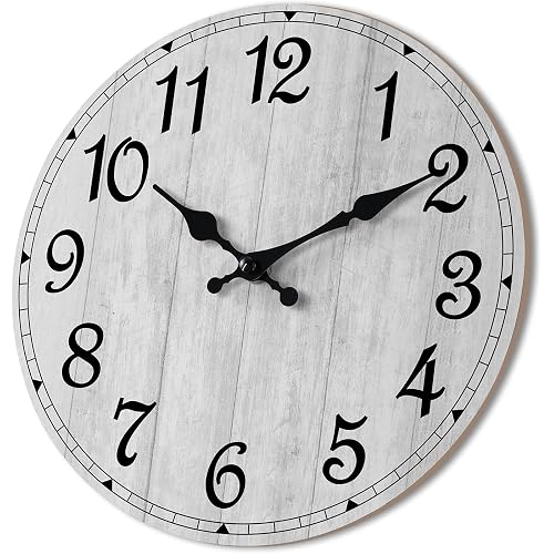 14 Inch Wall Clock, Silent Battery Operated Analog Clock, Grey | Bathroom | Bedroom | Office | Kitchen | Living Room Decorative | Large Size