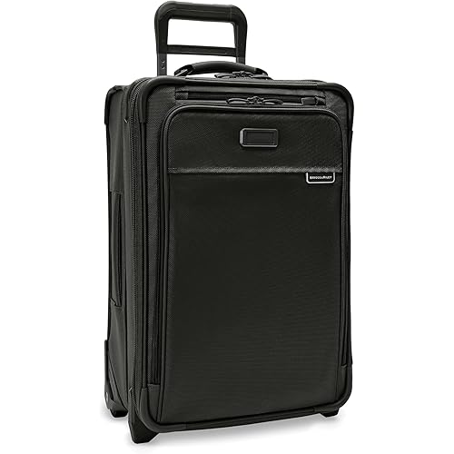 Briggs & Riley Essential 22" 2-Wheel Expandable Carry On - Luggage for Travel, Suitcases with Wheels, Softside Rolling Bag for Men & Women, Self-Repairing Zipper - Baseline Collection, Black