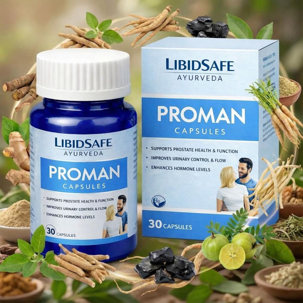 [BRSRGHQYBYPREG3H] Proman Capsules for Men | Prostate Health Support & Urinary Control | Hormone Balance & Vitality Support | Ayurvedic Men’s Health Supplement | 30 Capsules