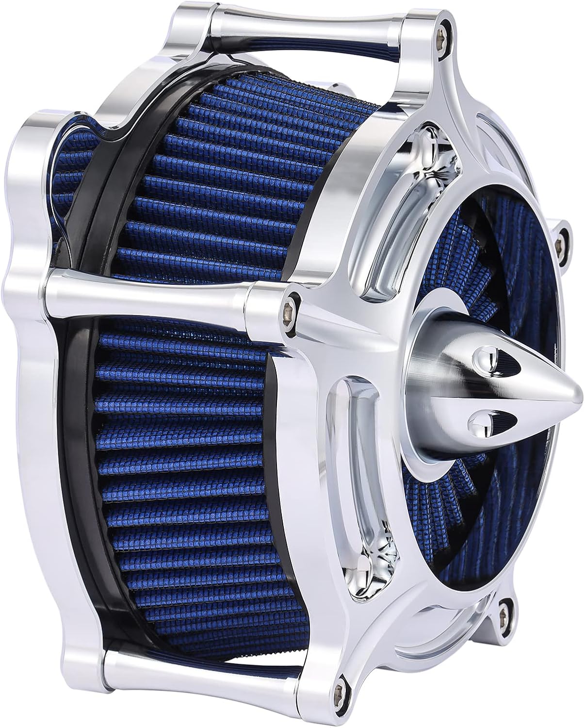 Air Filter Motorcycle Air Cleaner Intake System Kit Fit for Dyna 1993-2017 Softail 1993-2015 Touring Road King Street Glide 1993-2007(Chromed Silver)