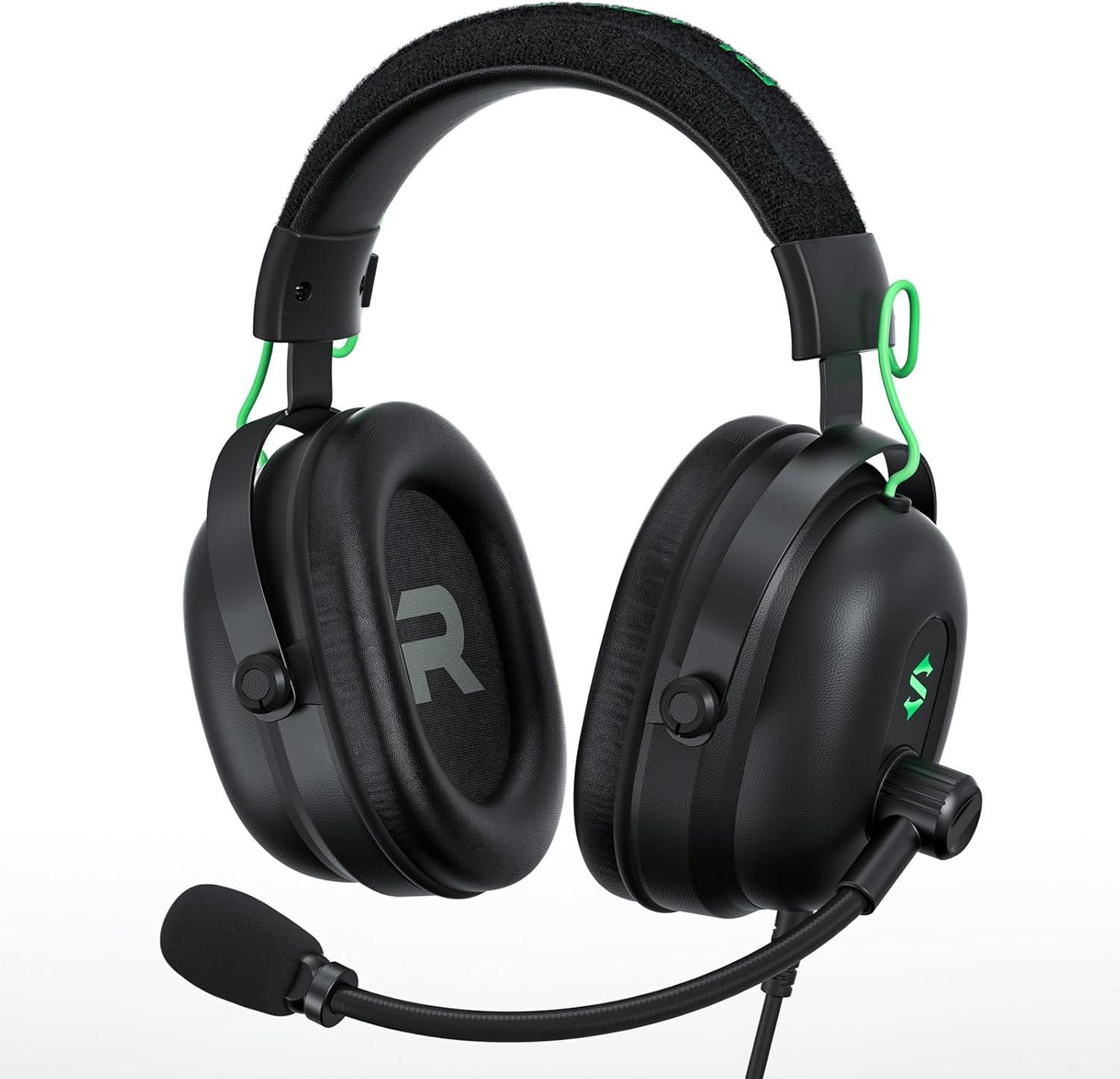 Black Shark Gaming Headset with Noise Canceling Cardioid Mic, Over-Ear Headphones for PC, PS4, PS5, Xbox, Switch, 50mm Dynamic Drivers & LED Light