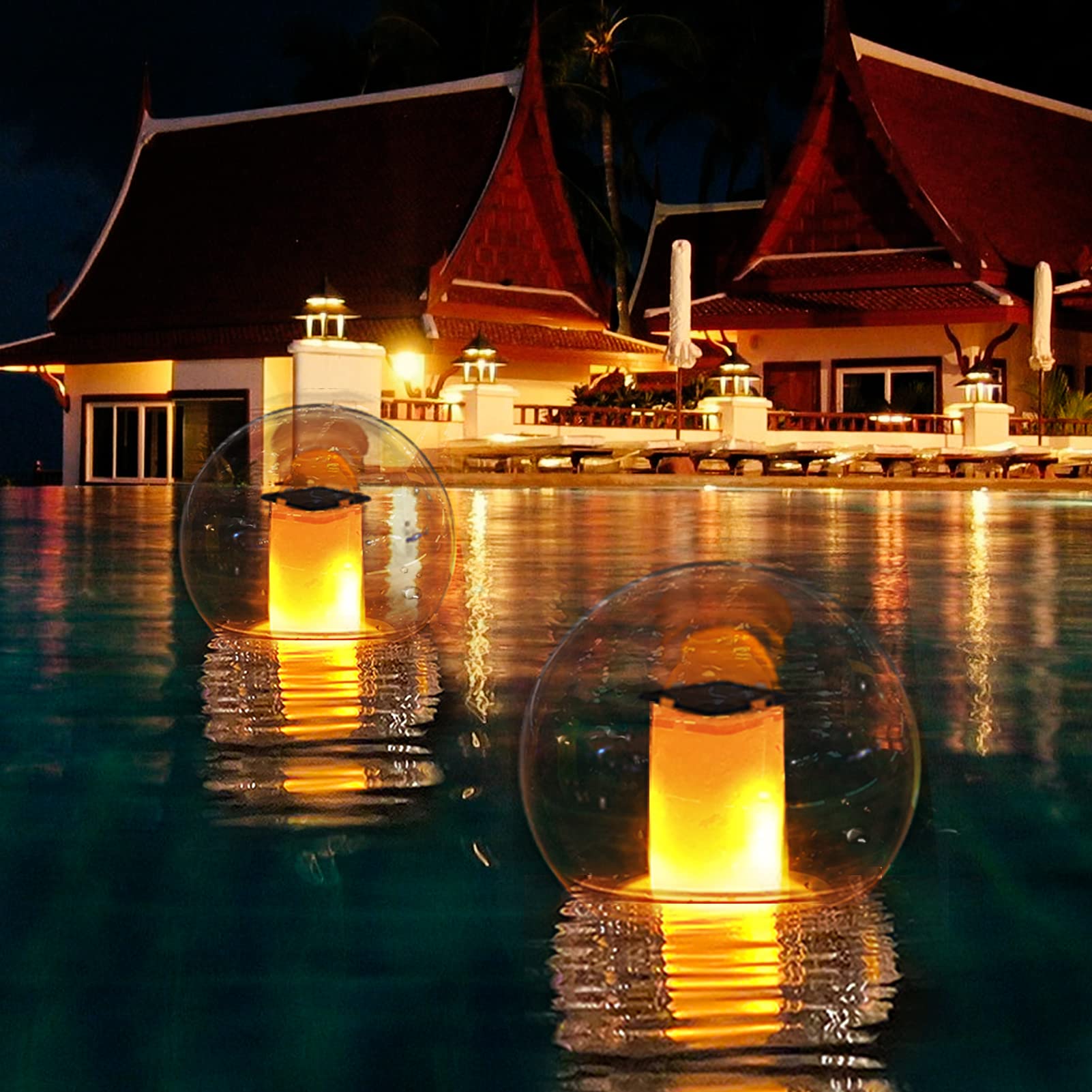 SUNTOUCH TREASURES - Solar Flame Light, Floating Outdoor Waterproof Glowing Orb for Pool, Spa, Garden, Bedroom Night Decoration 1 Piece.