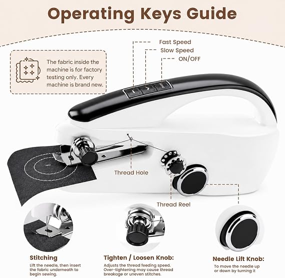 CINAMON Handheld Sewing Machine, Mini Sewing Machine for Beginners, Electric Portable Sewing Machine with Sewing Kit, Easy to Use, Ideal for Quick Home Clothing Repair, Home, Travel, DIY Crafts