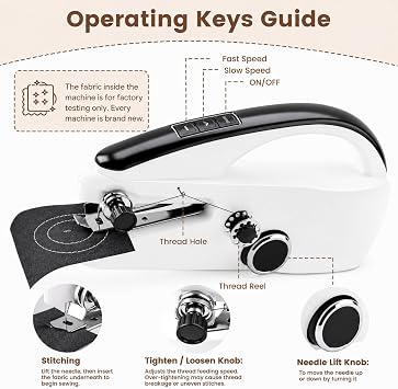 CINAMON Handheld Sewing Machine, Mini Sewing Machine for Beginners, Electric Portable Sewing Machine with Sewing Kit, Easy to Use, Ideal for Quick Home Clothing Repair, Home, Travel, DIY Crafts