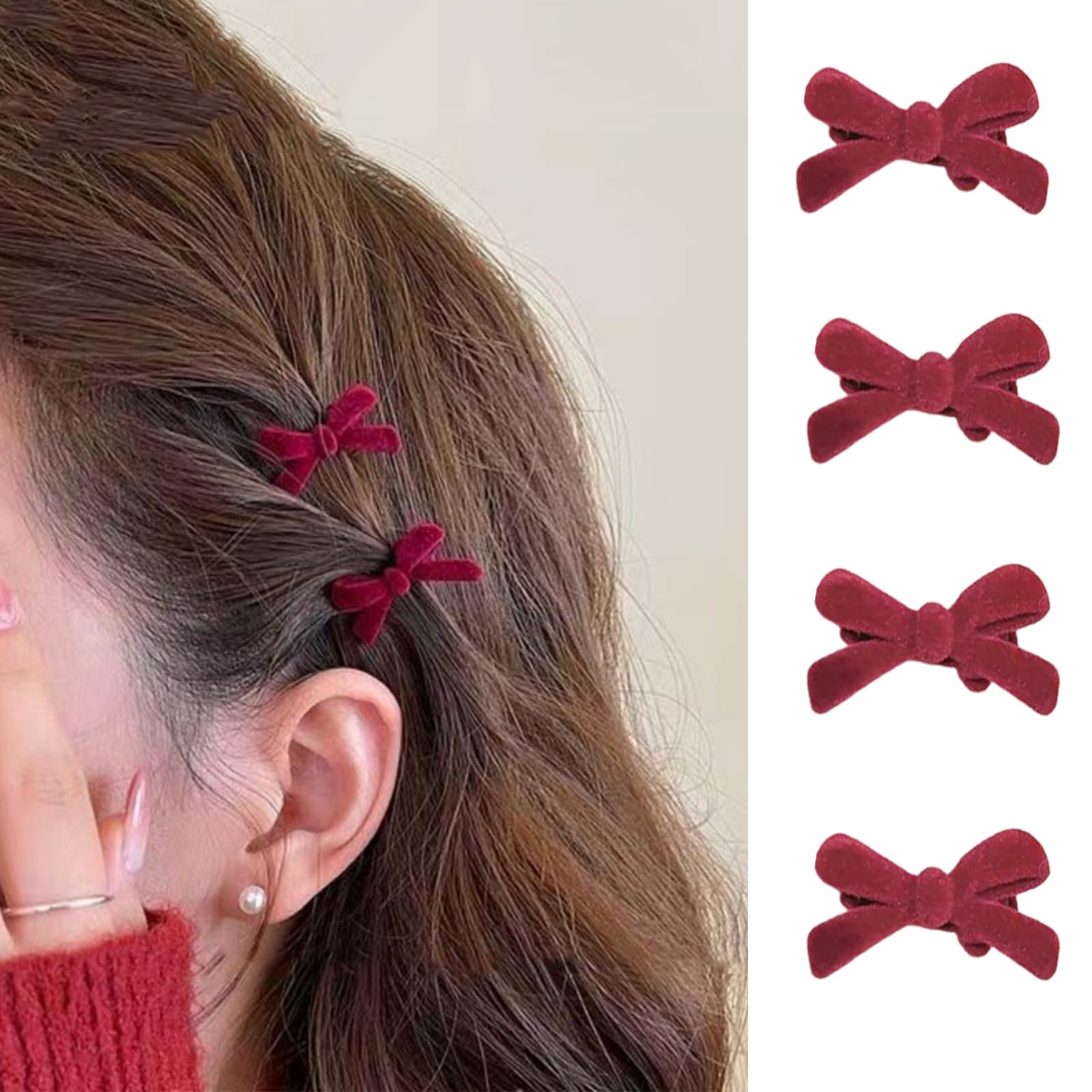 Mini Velvet Bow Clips Pack of 10 Hair Accessories for All Ages SMALL Pink Velvet Bow Hair Clip, Bow Hair Accessory, Bow  main image 2