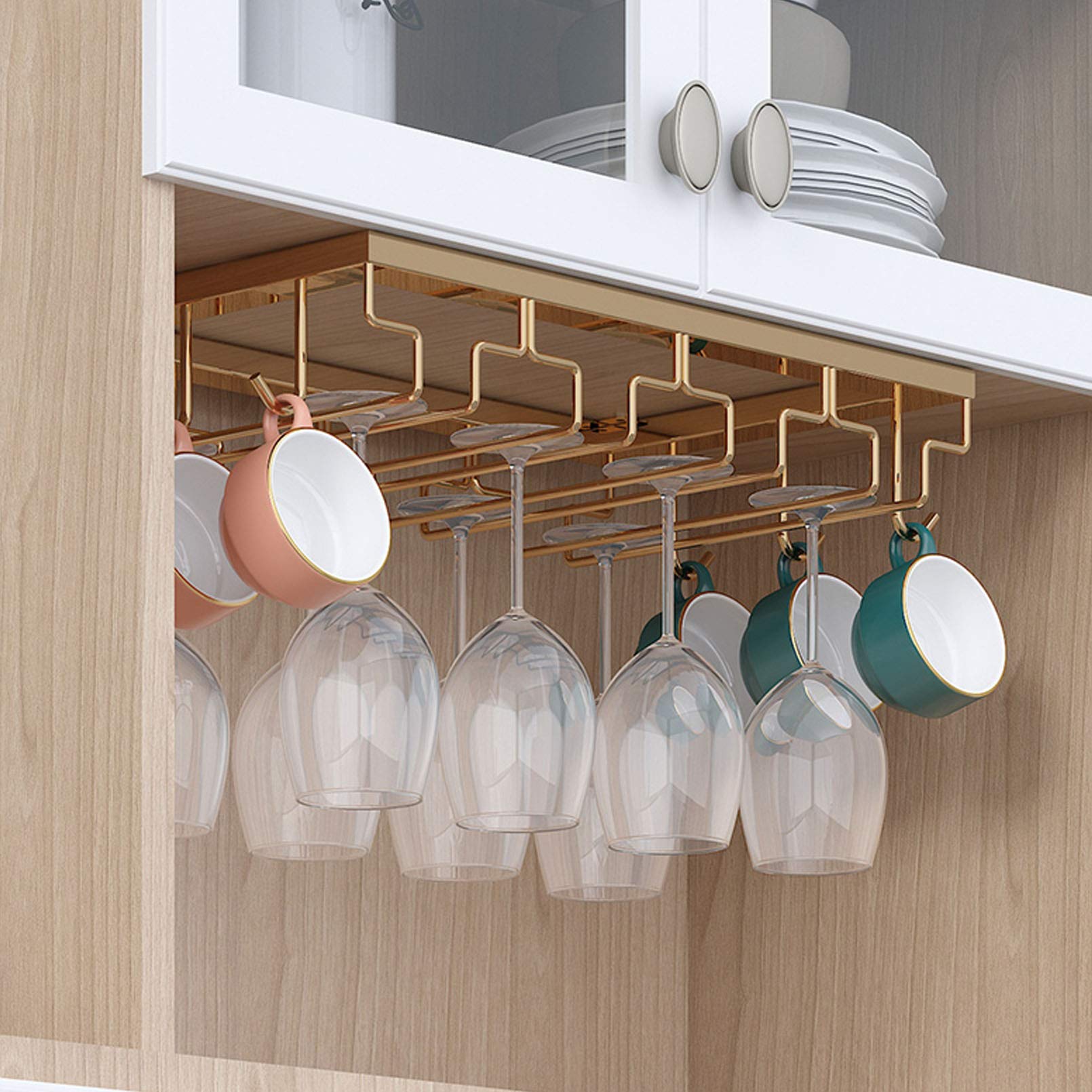 1 pz nuovo porta bicchieri da vino barman calici appesi rack sotto l'armadio calici organizer calice di vetro ferro rack bar strumento  13