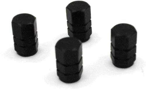 Miniatura 2 de Tapones de válvula de neumático de coche hexagonal de material de aluminio 4 unidsset (negro)