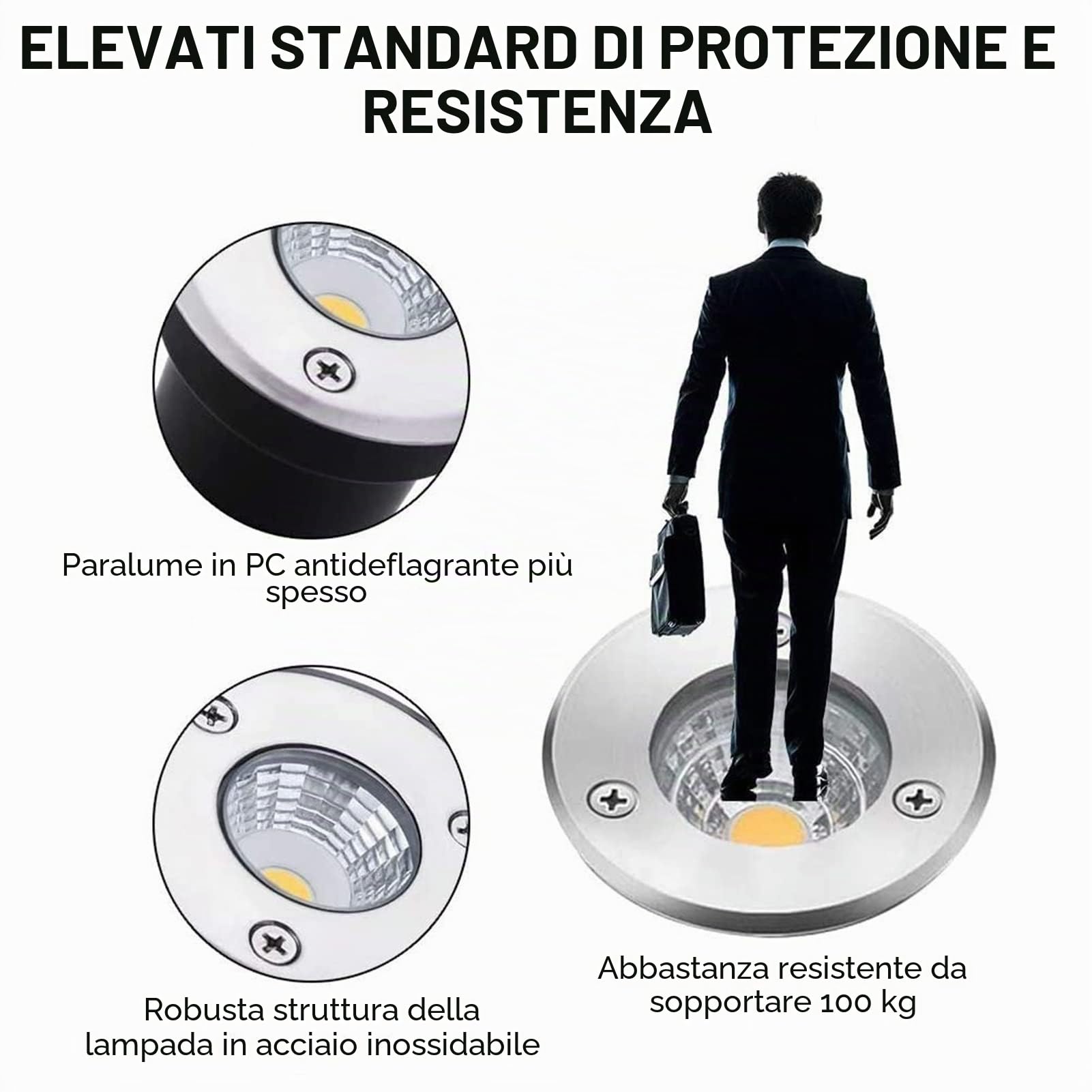 Faretti LED da Incasso per Pavimento Esterno 3W Faretto Incasso Segnapasso IP67 Impermeabile per Giardino, Esterno, Terrazzo(Warm White Light,220V)