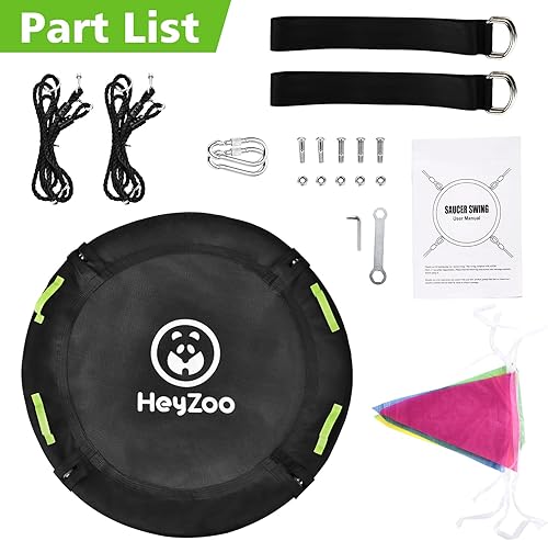 Miniatura 6 de Columpio de árbol, columpio de platillo más grande de 60 pulgadas para toda la familia, capacidad de peso de 900 libras, con correas ajustables para