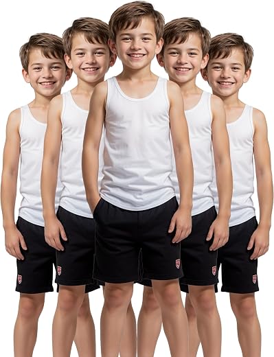 Hello poppins Boys’ White Cotton Vests (Baniyan) | Sleeveless Innerwear for School &amp; Daily Use | Soft Fabric with Comforta...