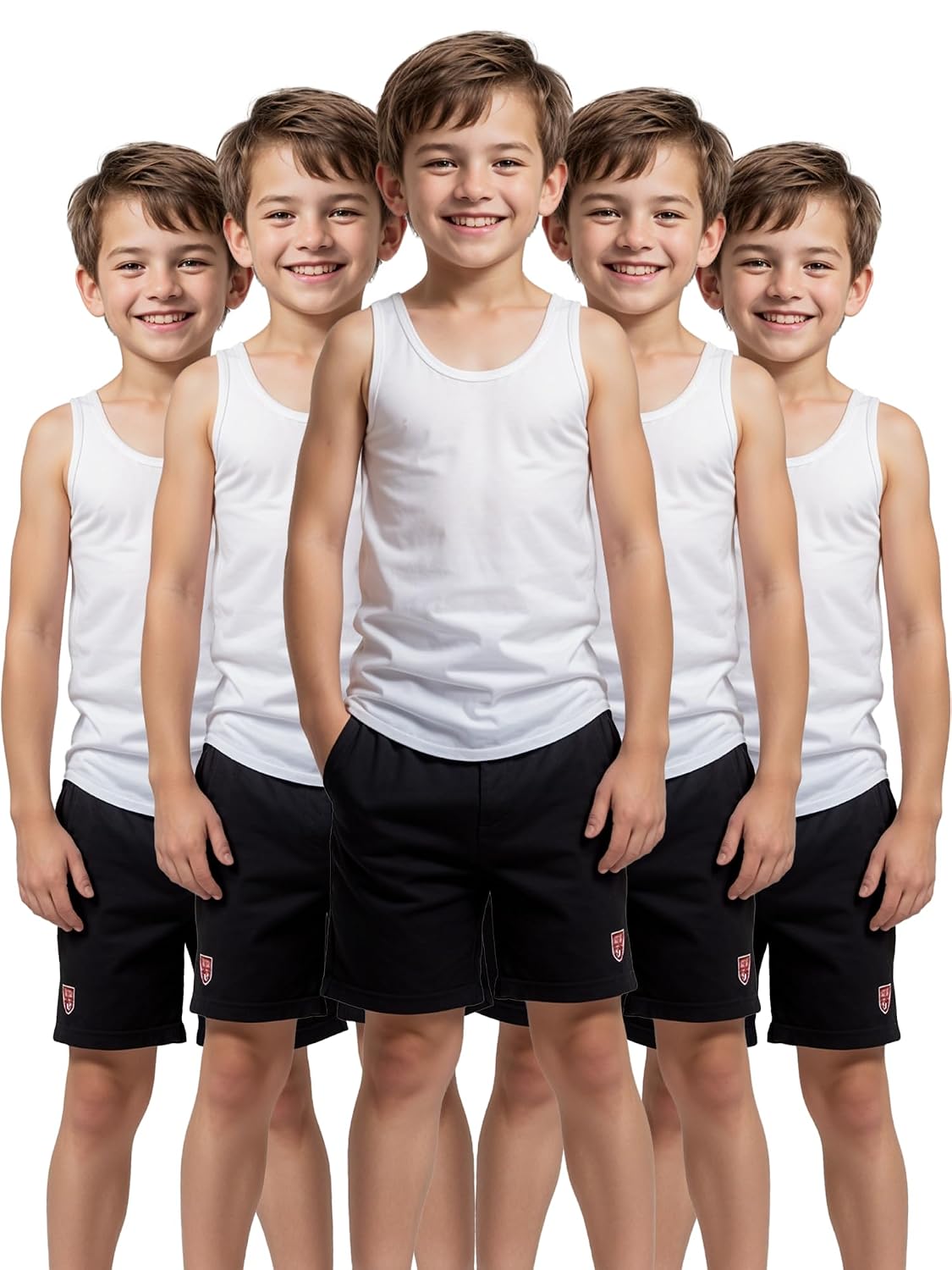 Hello poppins Boys’ White Cotton Vests (Baniyan) | Sleeveless Innerwear for School & Daily Use | Soft Fabric with Comforta...