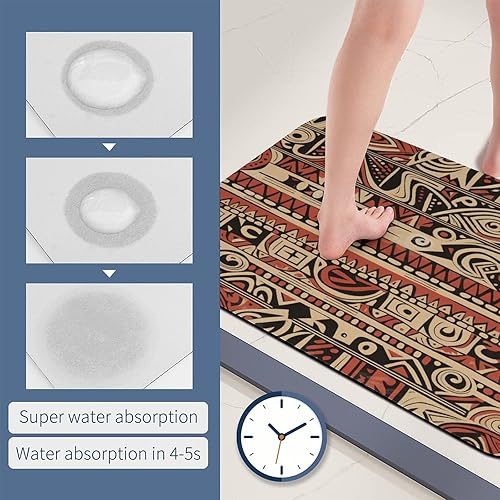 Miniatura 6 de Bath Rugs Mats Red Beige Dark Brown Art Pattern Living Room Floor Mat Secret Tribe Pattern in Bohemian Style Super Absorbent Eco-Friendly Easy to