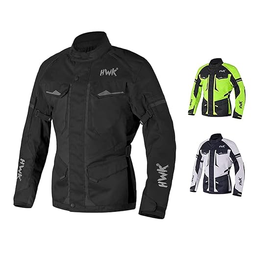 Adventure/Touring Motorcycle Jacket For Men Textile Motorbike CE Armored Waterproof Jackets ADV 4-Season Black, XL
