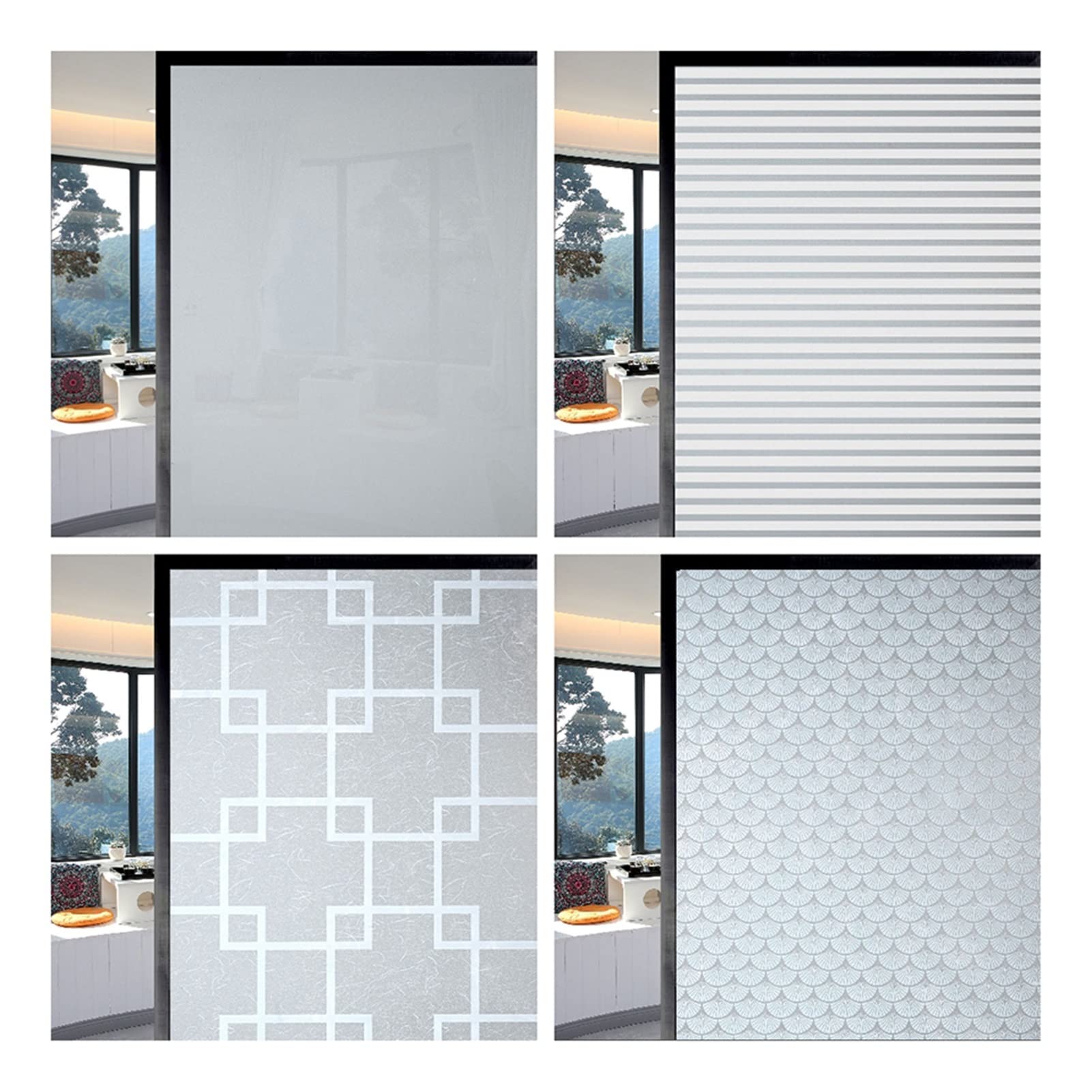 Fensterfolie, mattiert, dekorative Fensterfolie, blickdicht, selbstklebend, Glas, Vinylfolie, Zuhause, A, 90 x 300 cm