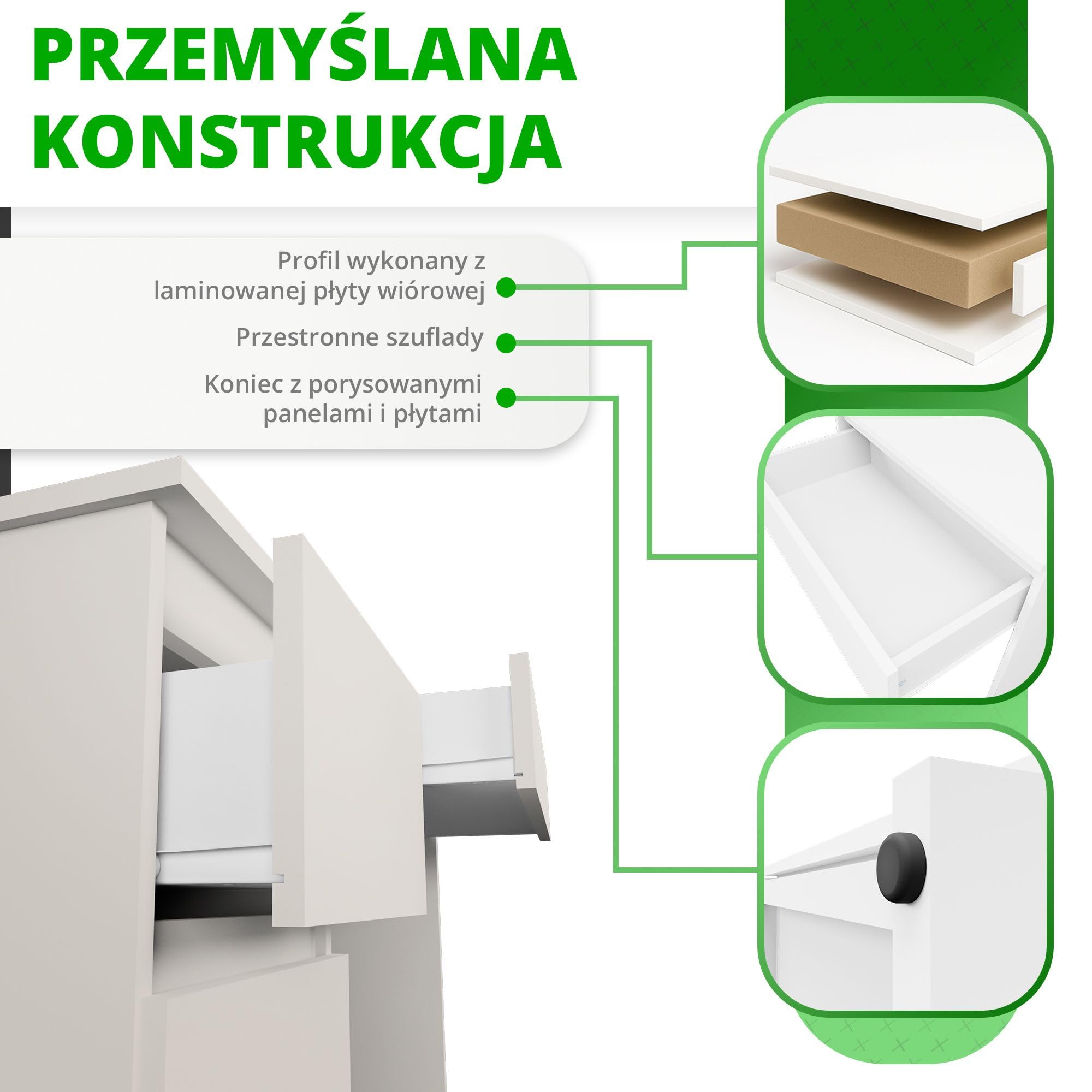 CDF Biurko z 4 Szufladami Małe Komputerowe Dziecięce Nowoczesny Stół Biurowy do Home Office Gabinetu Biura Nauki - dla Dzieci Studentów Dorosłych Mebel Kompaktowy do Organizacji – Glina Szary