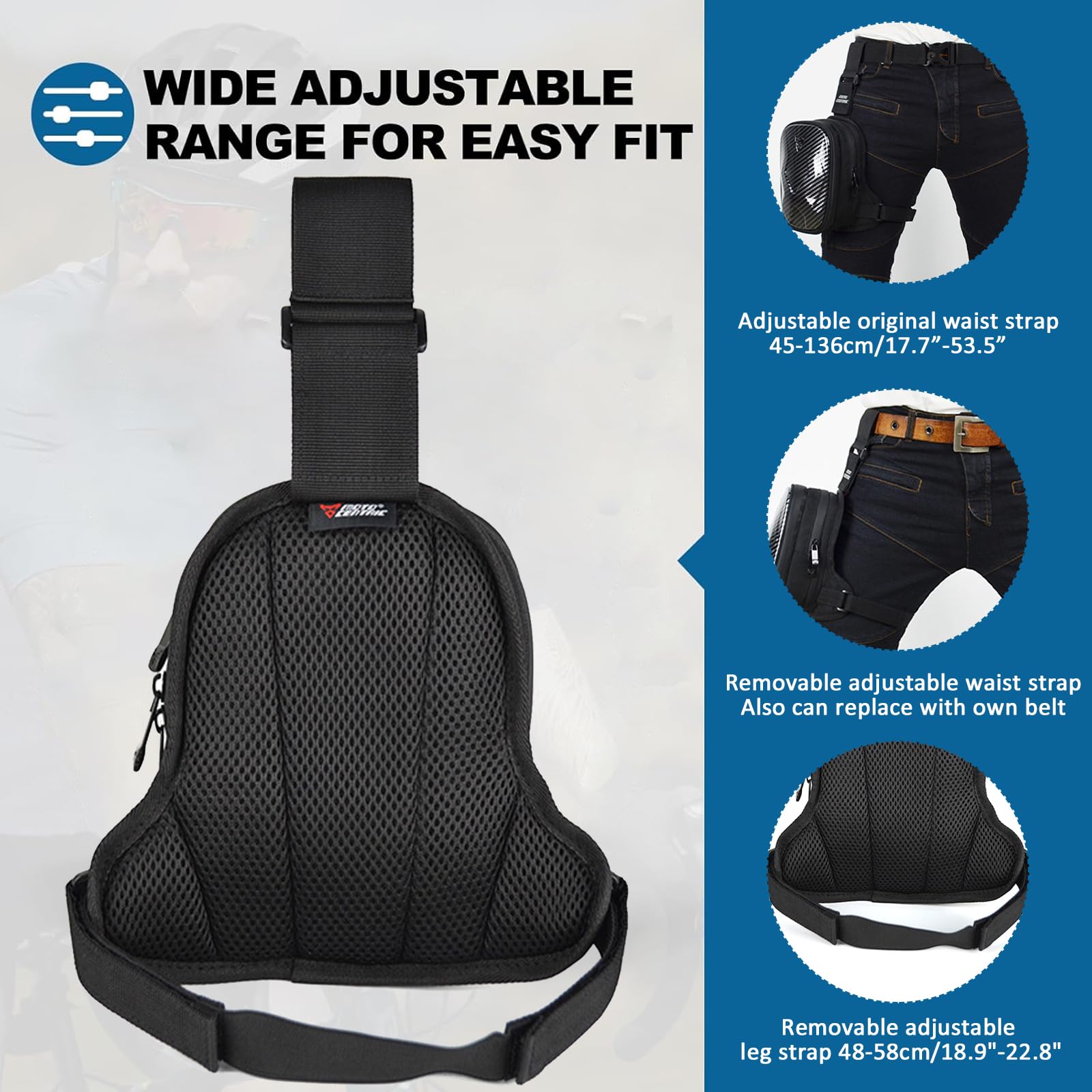 Riñonera para motocicleta con correas ajustables y extraíbles, almacenamiento expandible, reflectante, impermeable, para hombres y mujeres, ideal para ciclismo, equitación al aire libre