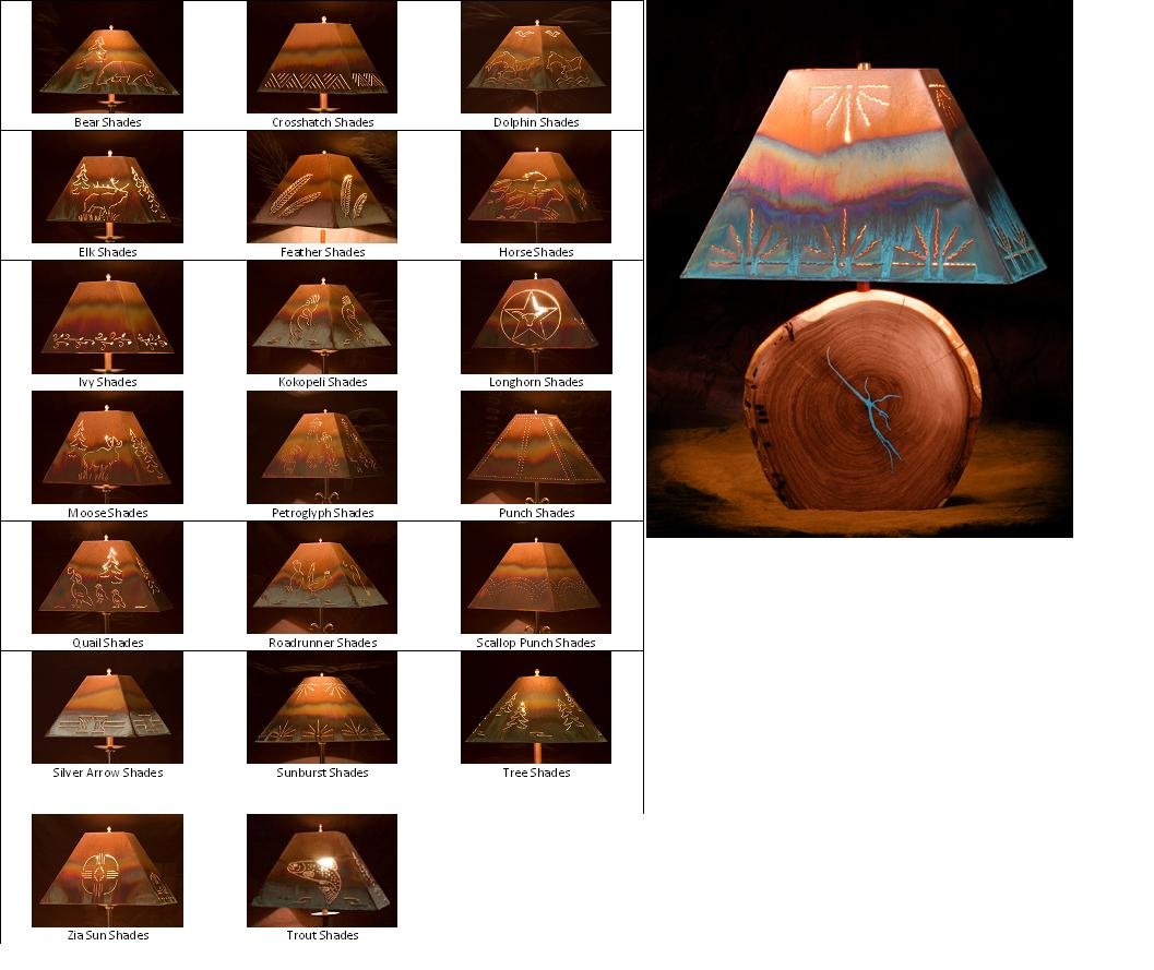 Mesquite Lamp with Copper Shade - Turquoise Inlay 21" Total Height with Crosshatch Rectangle Sh.