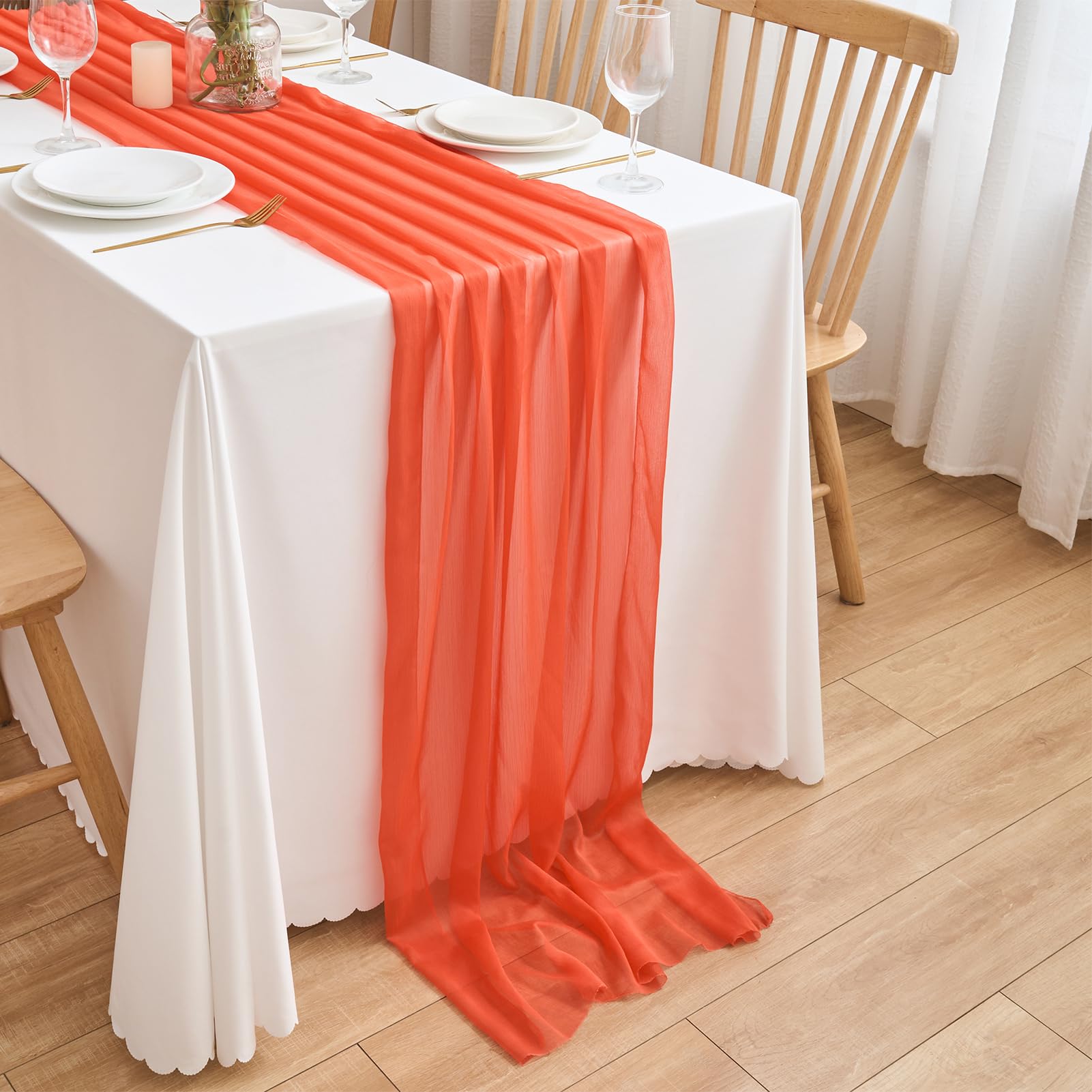 CHUQING Chiffon Tischläufer Hochzeit Stoff Tüll Table Runner 70 cm Tischläufer