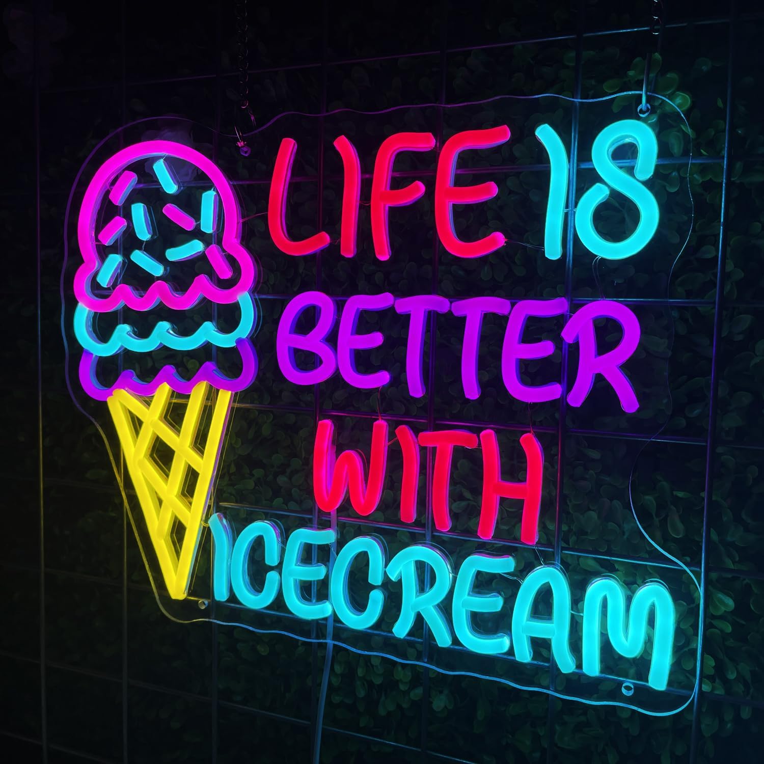 Ice Cream Neon Sign Wall Decor Custom Dimmable LED Light for Shop USB Powered Ice Cream Bar Food Shop Neon Art Party Neon Sign Decor 12.6×15.9 inch - Image 4