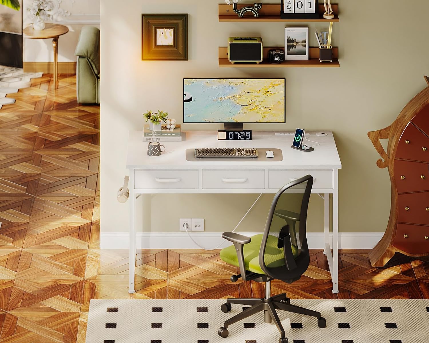 Elevate Your Space: AODK 40 Inch Small Desk with USB Charging & Stylish Storage