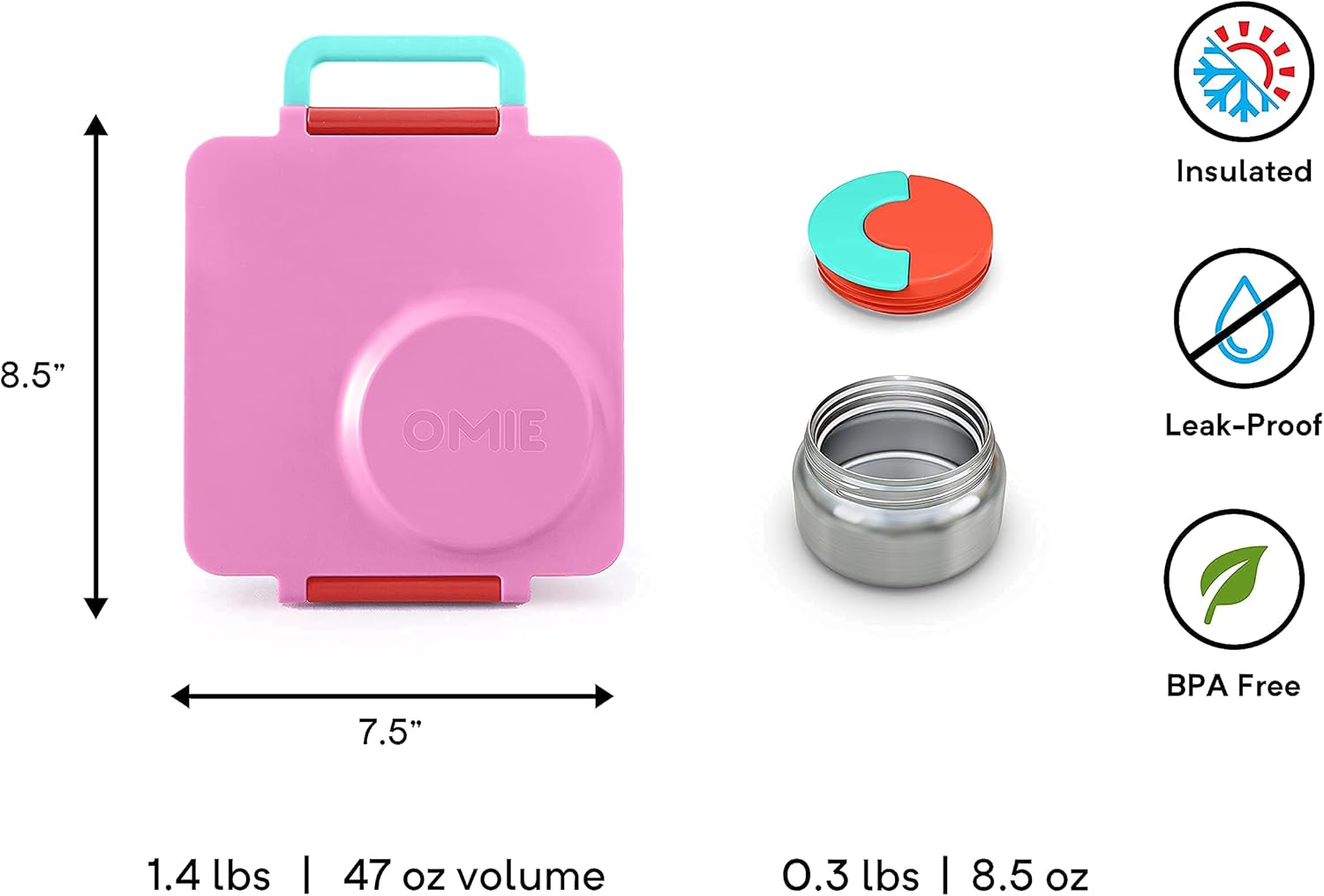 OmieBox Bento Box for Kids Insulated Bento Lunch Box with Leak Proof Thermos Food Jar, 3 Compartments + Purple Utensil Set with Case: Home & Kitchen