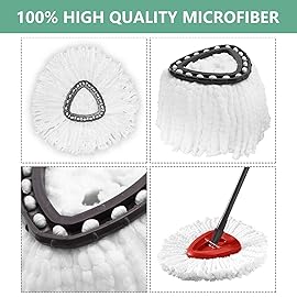 [10 Pack]Mop Heads Replacements, Spin Mop Replacement Head Deep Cleaning Machine Washable and Easy-to-Replace,Spin Mop Refill Replacement Head 100% Microfiber,Mop Head for O-Ceda EasyWrin(White)