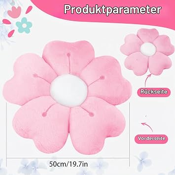 Flower Floor Cushion Seat Cushion Flower Floor Cushion Seat Cushion Floor Cushion 50 cm Cute Flower Cushion Soft Petal Cushion Flower-Shaped Throw Cushion Flower Cushion (Pink)