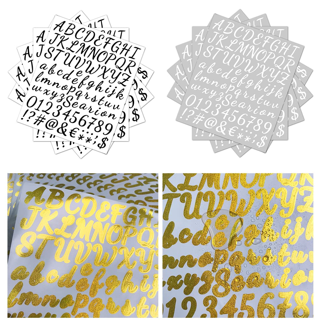 10 Fogli Adesivi Lettere E Numeri - 880 Pezzi, Vinile Lucido 2,5 Cm, Per Scrapbooking E Cassette Postali