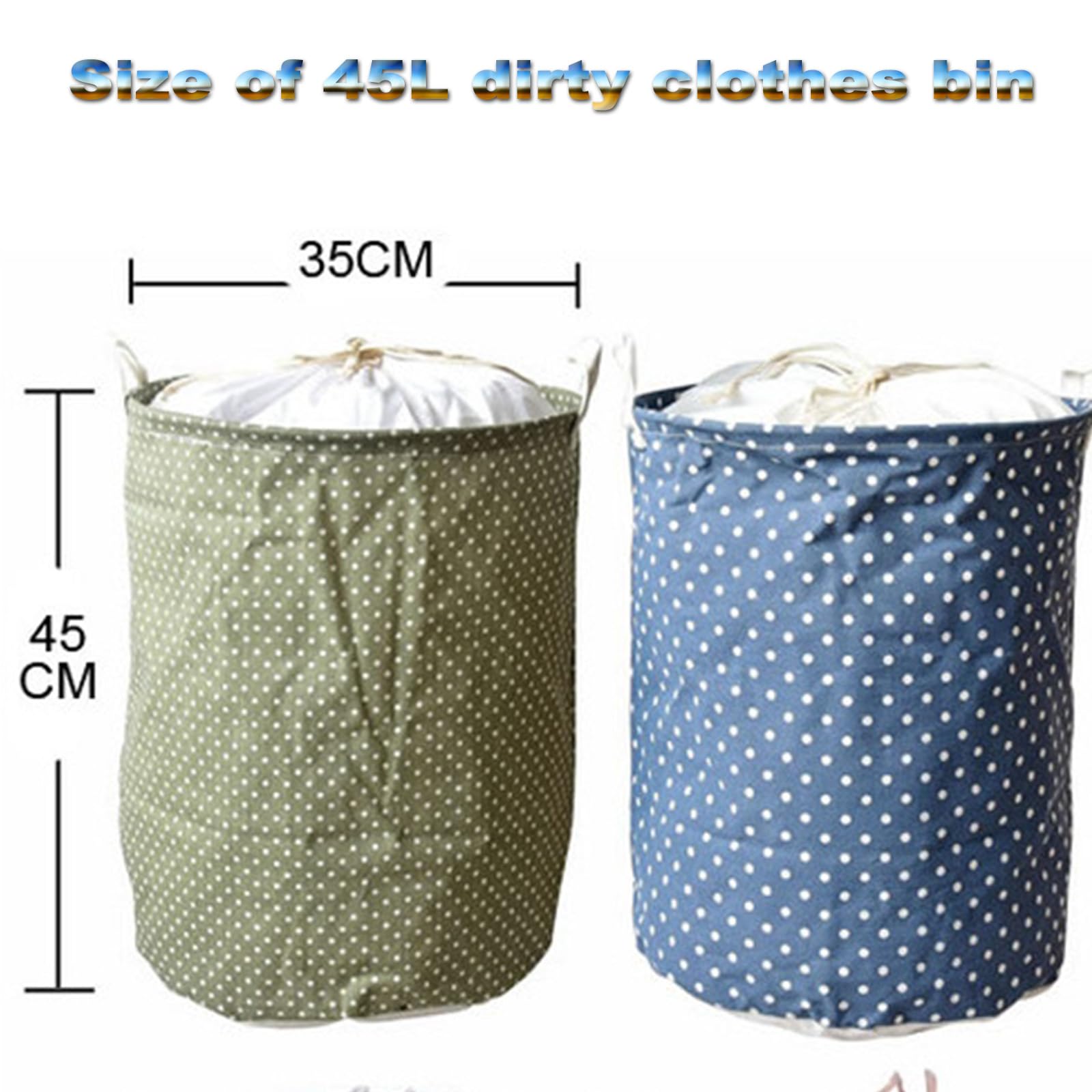 Highdi Cesto Portabiancheria Pieghevole Con Coperchio A Cordino | 35x45 Cm Striscia Blu | Portatile E Capiente