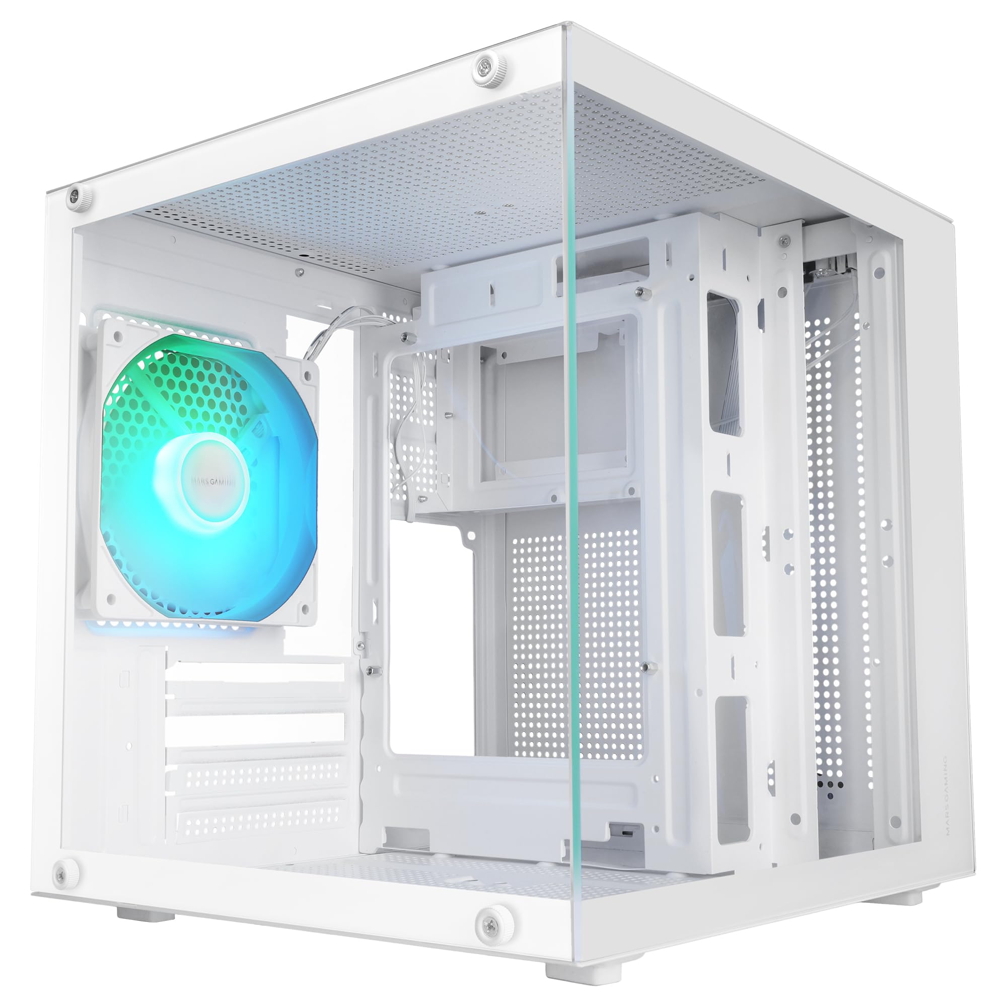 Mars Gaming MC-S1, Caja Gaming MicroATX Compacta, Ventana Lateral Completa, Tira LED ARGB 12 Modos, Ventilador Trasero 80mm FRGB, Soporte Refrigeración Líquida 120mm, Minitorre PC USB 3.0, Negro — view 33