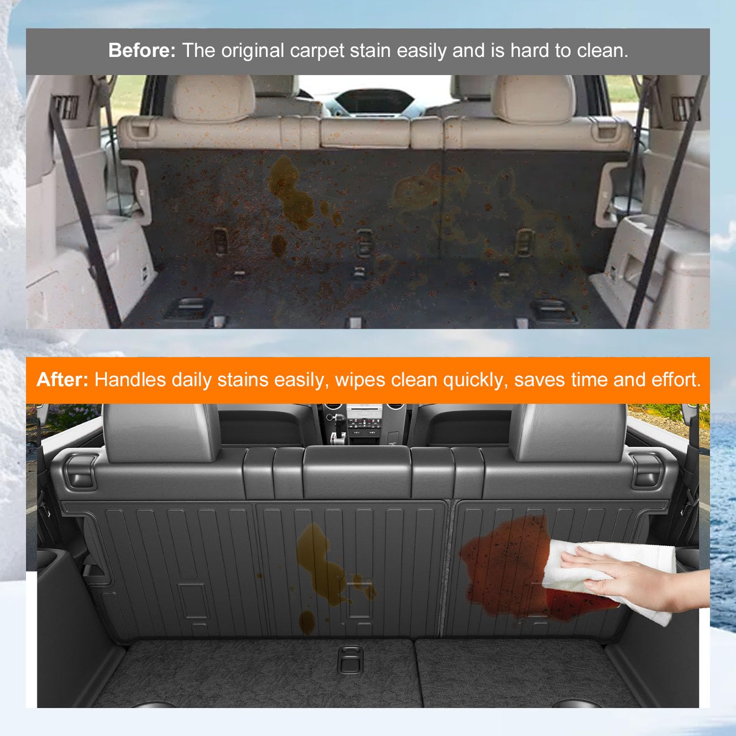 Powoq 8-Seat Cargo Mat Compatible With 2016-2022 Honda Pilot Trunk - View #7