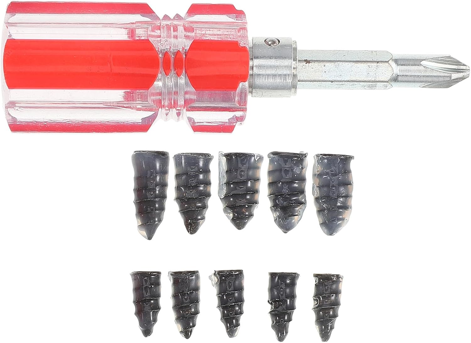 Kichvoe Tire Plug Kit with 10 Rubber Screws and Screwdriver, Vacuum Tire Repair Nails for Car, Motorcycle, Electric Bike, Universal Puncture Repair Tool Set