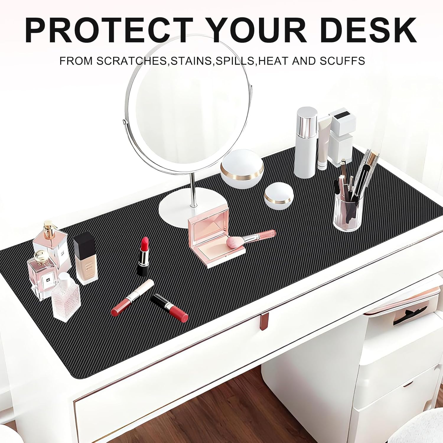 Ultra Thin Gaming Desk Pad Mat, Carbon Fiber Texture Large Mouse Pad Office Desk Mat, for Computer Desktop Protection Office Home Decor(A,47.2"x23.6")