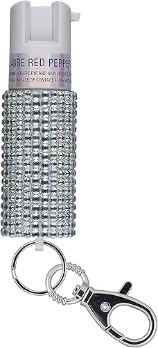 SABRE Spray de pimienta con joyas, máxima resistencia, diseño monocromático de moda, clip de acceso rápido y fácil para una fijación segura, protege