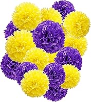 Vista 15 de Capesaro Pompones de Papel Amarillo - Decoraciones de Pompones de Papel Tissue de 10", 12" para Decoración Colgante de Fiesta - Juego de 12 Piezas