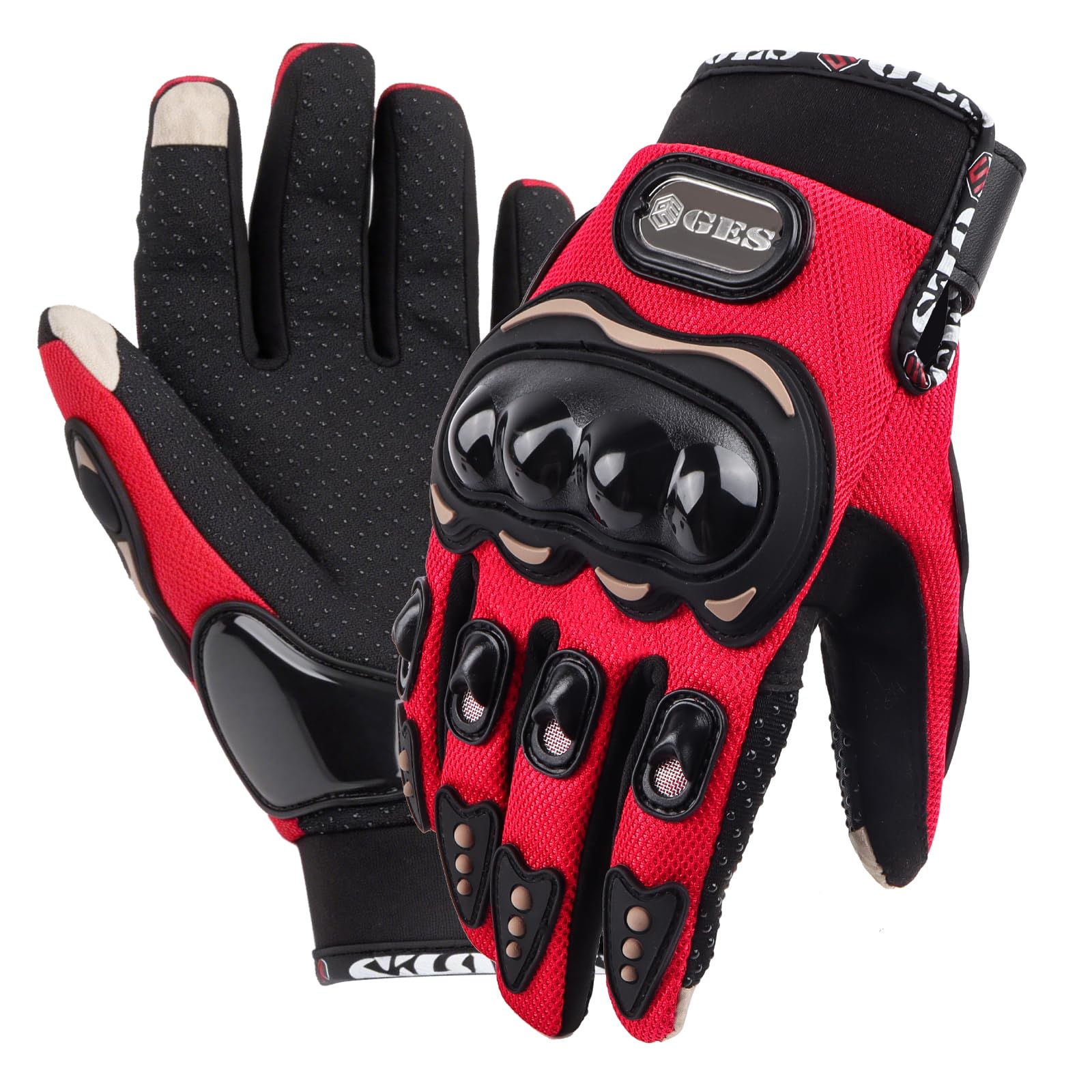 GES Motorcycle Riding Gloves for Men, All-Weather Full Finger Touch Screen Gloves, Breathable Water Resistant Motocross Racing Gloves for ATV, Dirt Bike, Scooter — view 8